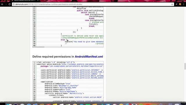 marshmallow runtime permissions android studio смотреть онлайн