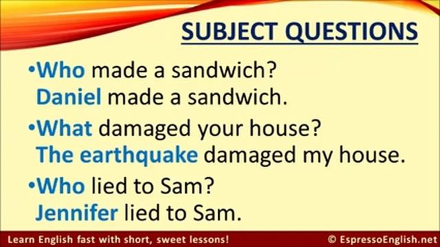 Subject and Object Questions in English смотреть онлайн