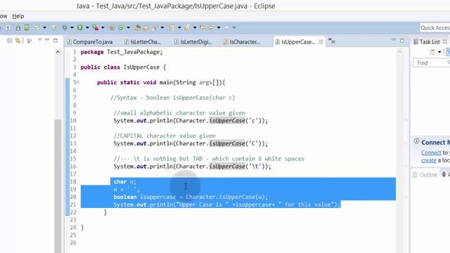 Java Tutorial - isUpperCase() method to find if the character is a letter смотреть онлайн