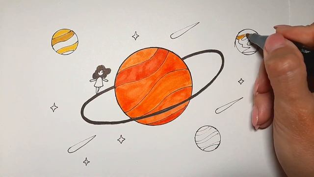Как нарисовать Космос маркерами/ Рисуем Девочку в Космосе смотреть онлайн