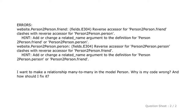 Django : fields.E304 Reverse accessor clashes in Django смотреть онлайн