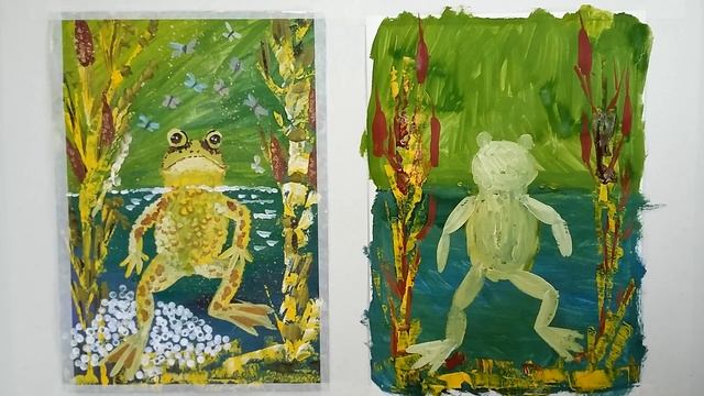 Рисуем просто. Лягушка гуашь