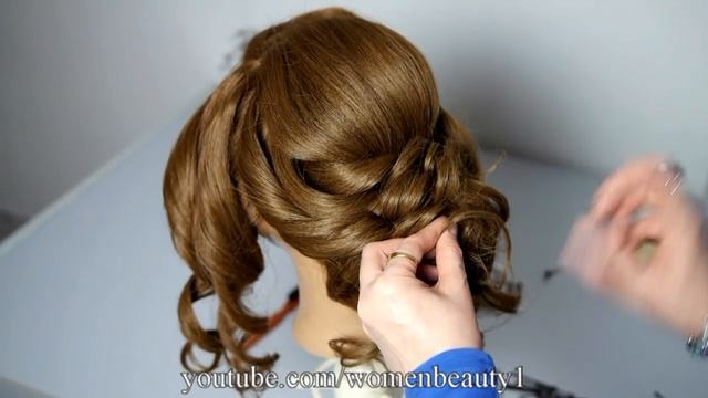 Bridal updo. Romantic hairstyle for medium hair. смотреть онлайн