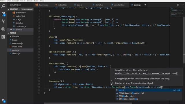 Programming a Tetris Game with JavaScript and P5.js (Part III - Rotation/Transpose) смотреть онлайн