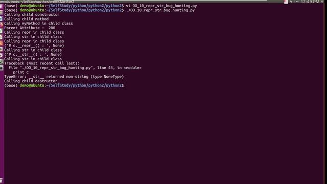python2, repr str bug hunting,TypeError str returned non string type NoneType смотреть онлайн