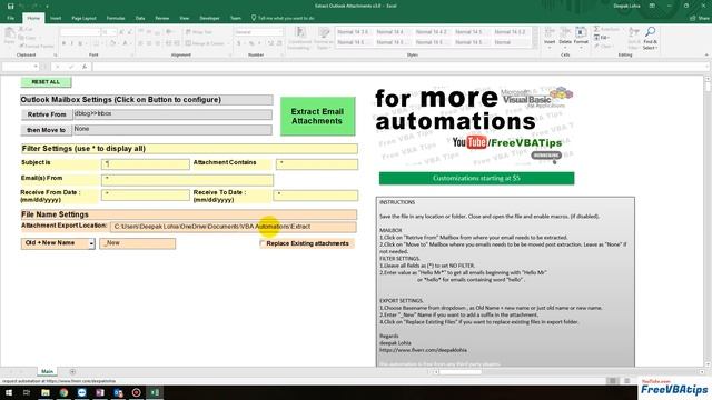 extract outlook attachments with filters using VBA | Excel vba macro смотреть онлайн
