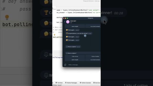 Create Telegram messages with reply buttons using Python смотреть онлайн