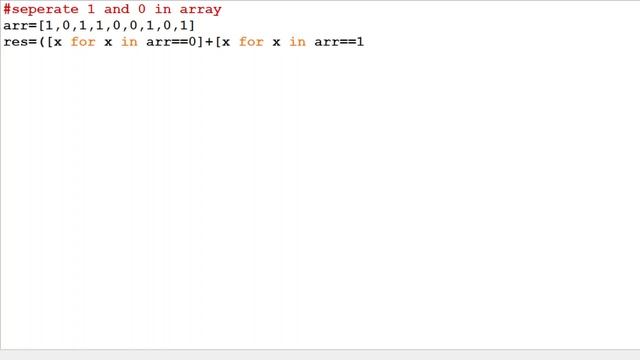 ### Separate 1 and 0 in Array ||| Python Programming смотреть онлайн