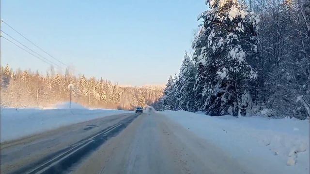 Слободской-п.Центральный. Зимняя дорога. Январь2022. Кировская область. смотреть онлайн
