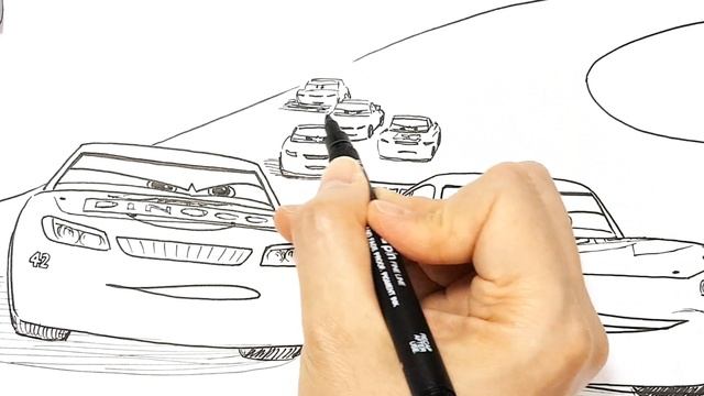 How to draw LIGHTNING McQUEEN vs CAL WEATHERS in CARS 3 . Drawing and Coloring for Kids | Tim Tim T смотреть онлайн