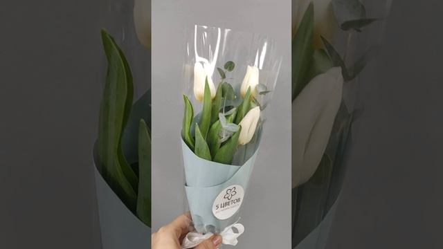 Букет 3 белых тюльпана с эвкалиптом смотреть онлайн