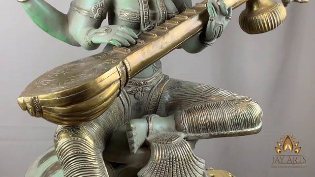 Goddess Saraswathi Devi (Veena Vani) seated on a Lotus 22" Brass Statue смотреть онлайн