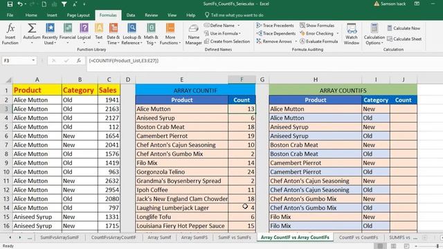 Excel : How to use 'Array CountIF' and 'Array CountIFs' смотреть онлайн