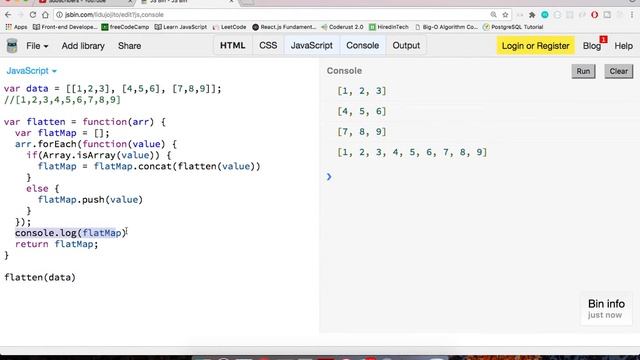 JavaScript Flatten Nested Arrays with Recursion смотреть онлайн