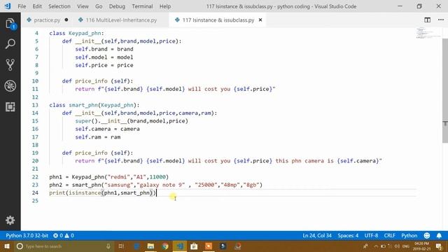 IsInstance & is subclass Python tutorial смотреть онлайн