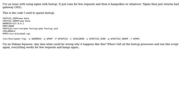 DevOps & SysAdmins: Why is FastCGI hanging after few requests? смотреть онлайн