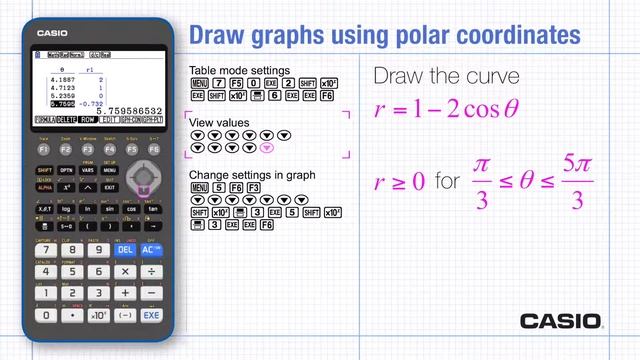 Draw polar graphs and with variable coefficients using the fx CG50 смотреть онлайн