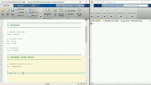 MATLAB Session -- Secant Method смотреть онлайн