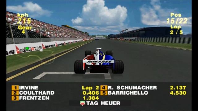 F1 99 ps1 gameplay: Melbourne - Jacques Villeneuve (Expert) смотреть онлайн