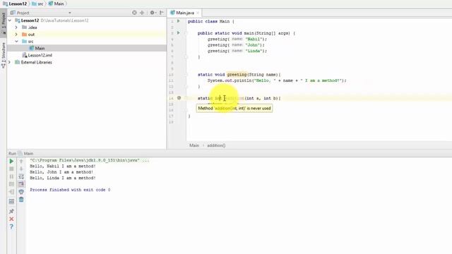 JAVA Tutorial for Beginners - Lesson 12: Methods смотреть онлайн