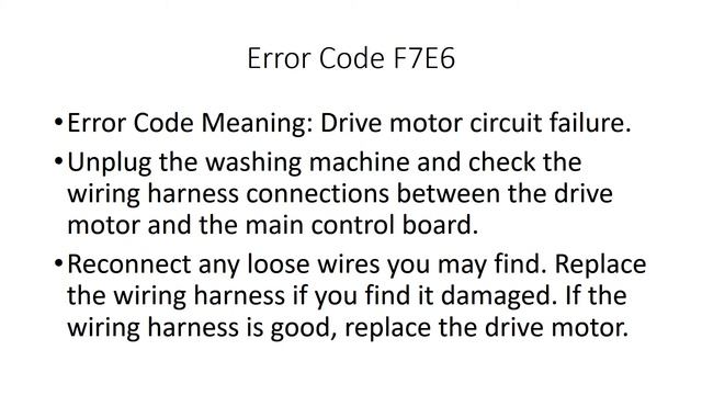 F7E6 Error Code SOLVED!!! Whirlpool Cabrio Top Loading Washer Washing Machine