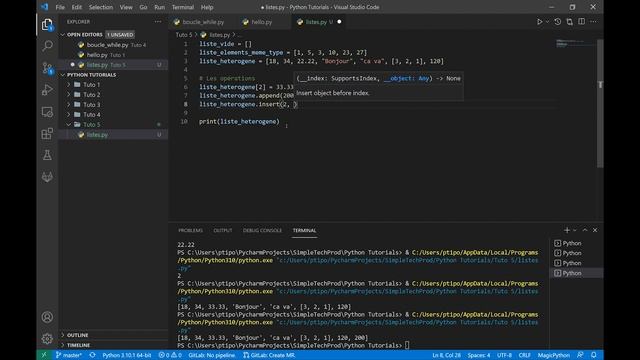 Apprendre Python 3 - 5. Les Listes et leurs opérations | append | pop | insert | slice | del смотреть онлайн
