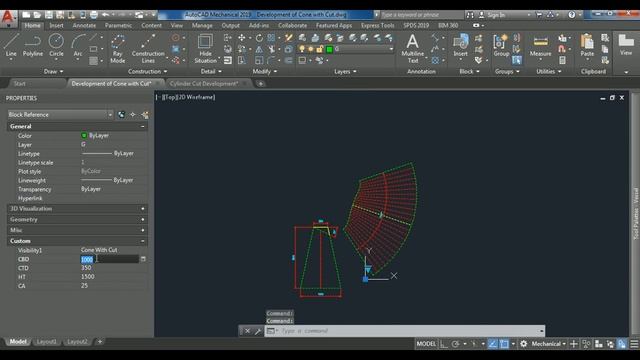 Autocad Dynamic Block of Cone Development смотреть онлайн