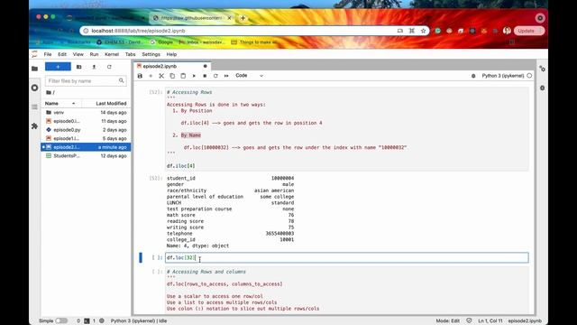 Accessing Rows, Columns & Cells - Pandas | Python ~ Episode 2 смотреть онлайн