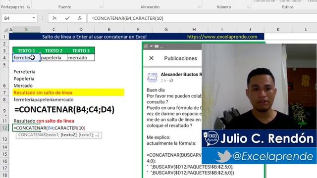 Salto de línea o Enter al usar concatenar en Excel | Excel Aprende смотреть онлайн