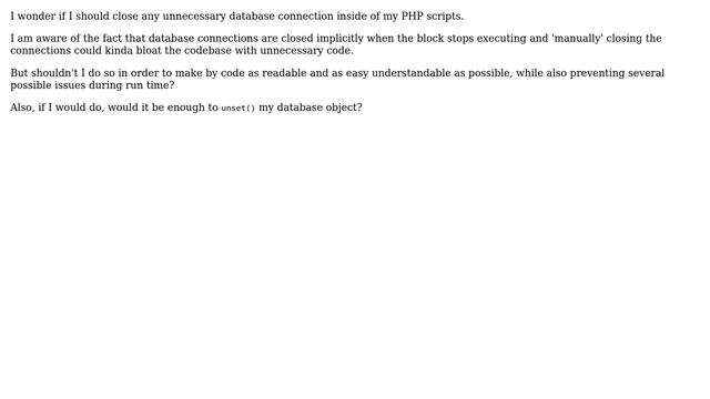 Software Engineering: Should I close database connections after use in PHP? (2 Solutions!!) смотреть онлайн