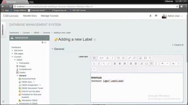 How To Add Navigation Menu In Moodle | Add Label | CSEtutorials смотреть онлайн