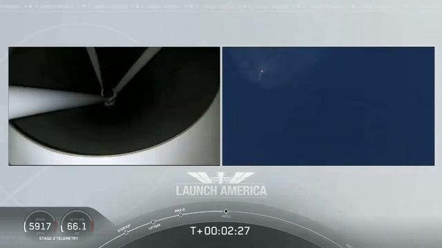 Crew Dragon: DEMO 2 first 5 minute Запуск Крю Дрегон с людьми первые 5 минут смотреть онлайн
