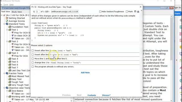 The difference between a local variable and an instance variable (enthuware.ocajp.i.v8.2.1118) смотреть онлайн