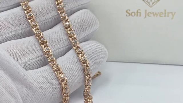 Золотая цепь с фианитами смотреть онлайн