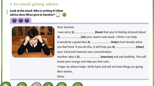 Excel 6th Grade. An Email Giving Advice