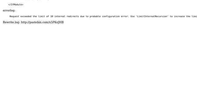 mod_rewrite "Request exceeded the limit of 10 internal redirects due to probable configuration... смотреть онлайн