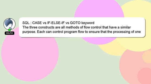 SQL : CASE vs IF-ELSE-IF vs GOTO keyword смотреть онлайн