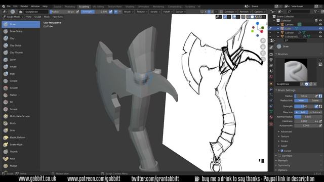 Axe - Detailed Game Objects - P4 - build a base mesh or straight to sculpt_ смотреть онлайн