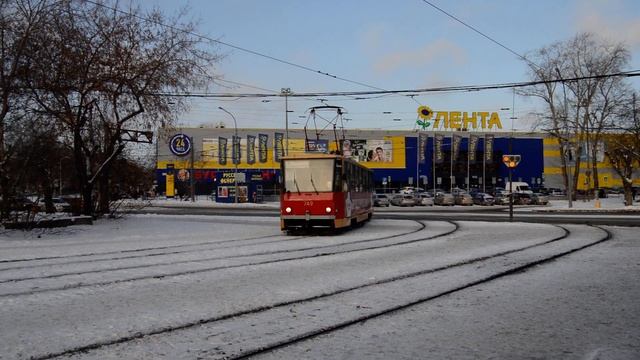Трамвай Татра Т6-749 на Машиностроителей в Екатеринбурге смотреть онлайн