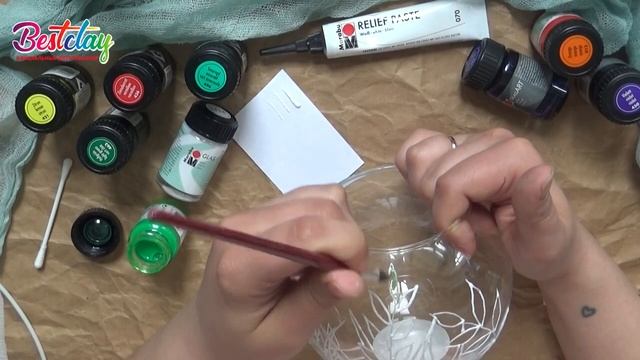 Витражная роспись вазы красками Marabu смотреть онлайн