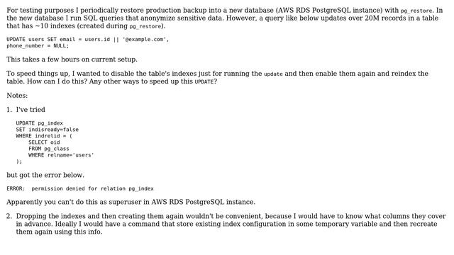 Databases: Temporarily disable indexes before updating whole table смотреть онлайн
