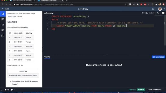 "Travel Diary" - Codesignal #21 - MySQL Solution смотреть онлайн