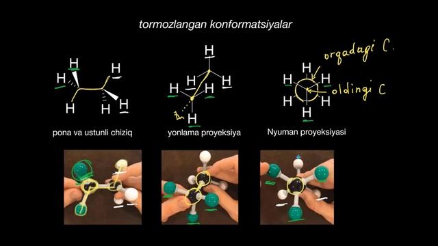 Etan Konformatsiyasi | Alkanlar, Sikloalkanlar Va Funksional Guruhlar | Kimyo