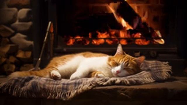 Sleep together with a Purring Cat near the Fireplace ? Deep Sleep, Stress Relief, Meditation смотреть онлайн