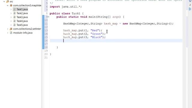 Write a Java program to associate the specified value with the specified key in a HashMap. смотреть онлайн