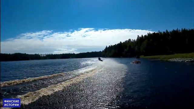 Чумовое видео гонки по воде на снегоходе Будни горячего финского парня. Финские истории смотреть онлайн