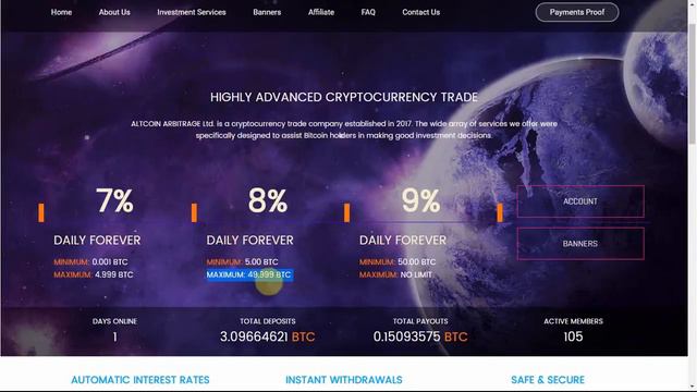 Пожизненный заработок до 9% в сутки с "ALTCOIN ARBITRAGE LTD" - SCAM смотреть онлайн