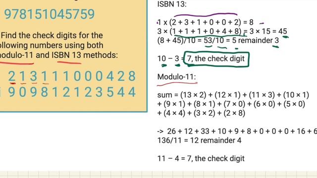 Using CHECK DIGITS - MODULO11 and ISBN13 - Data Transmission in Computer Science смотреть онлайн