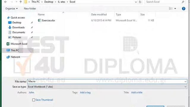 Save the workbook to the IL-ates\Excel folder on your desktop using the name Macro, as excel... смотреть онлайн