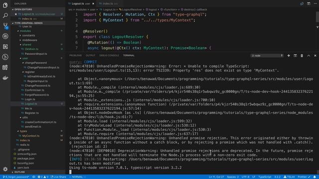 Logout TypeGraphQL смотреть онлайн